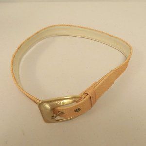 VINTAGE BASILE peach orange reptile SNAKESKIN BELT gold buckle Italy i38 M